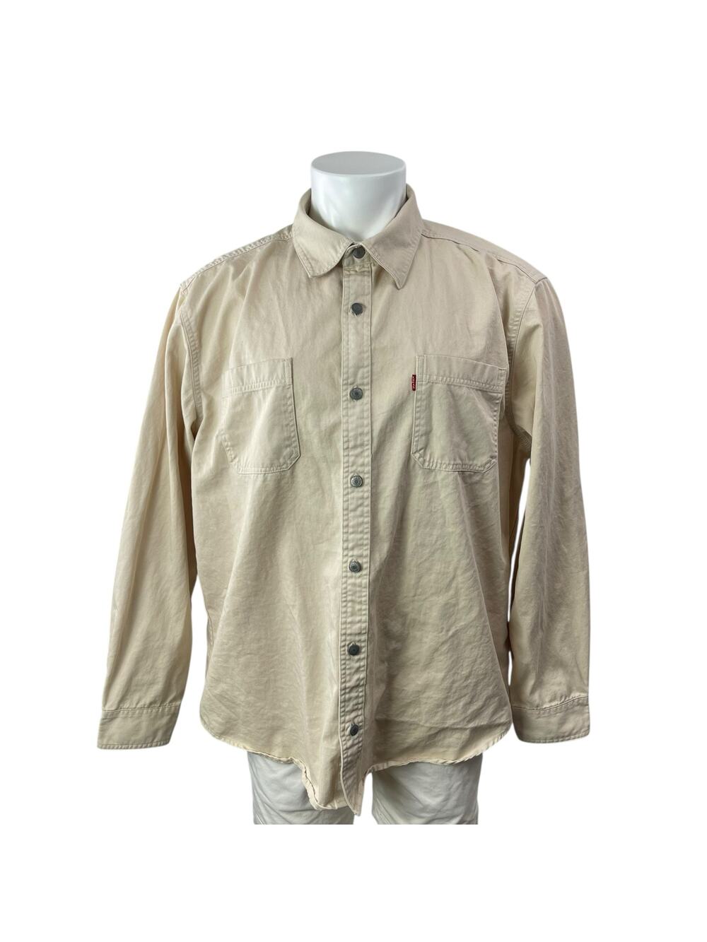 Levi's Mens Beige Tan Khaki Long Sleeve Pocket Button Up Shirt Shacket Jacket XL